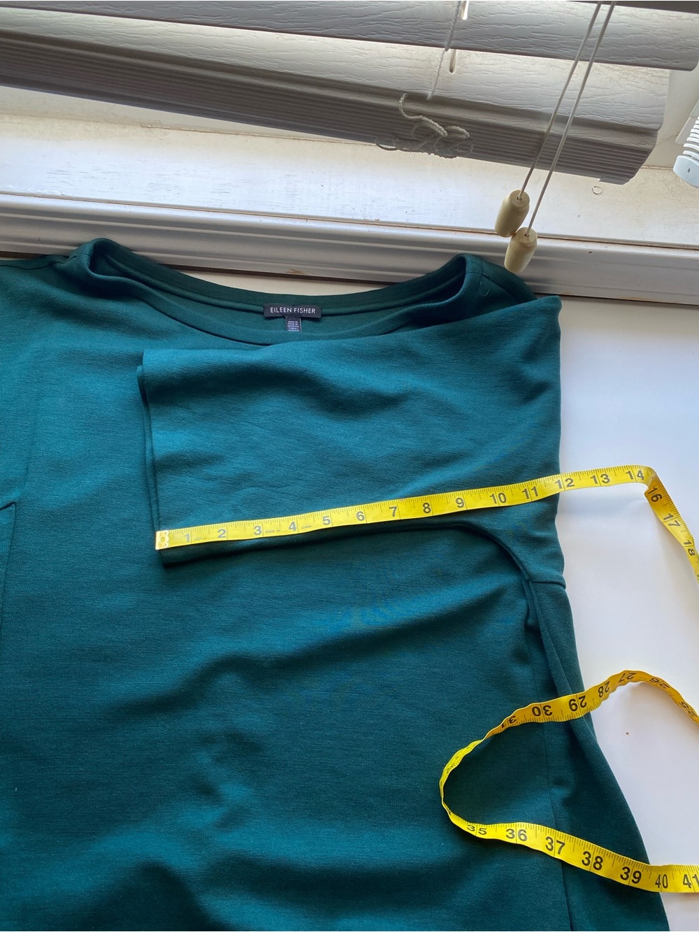 Eileen Fisher Tencel Lyocell Shift Dress Woman Large Teal Pockets 3/4 Sleeve - Picture 11 of 13
